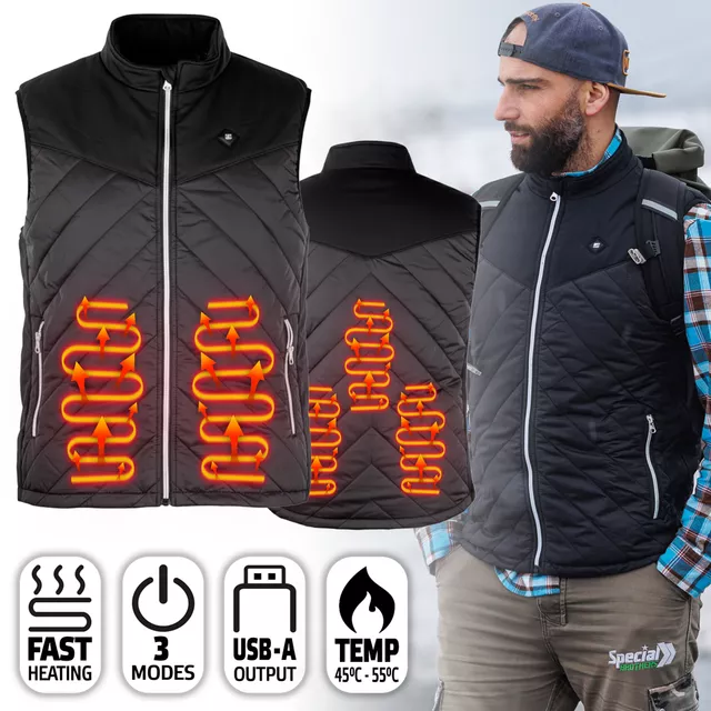 Men’s Heated Vest inSPORTline WARMhim - Black - Black