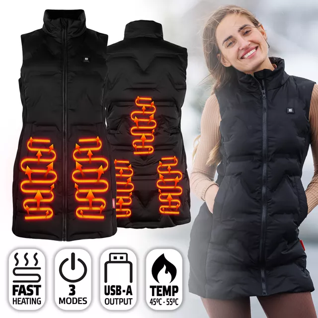 Women’s Heated Vest inSPORTline WARMelong - Black - Black