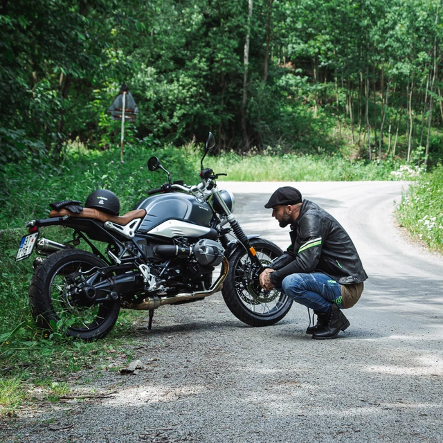 Leather Motorcycle Jacket W-TEC Montegi - Matte Black