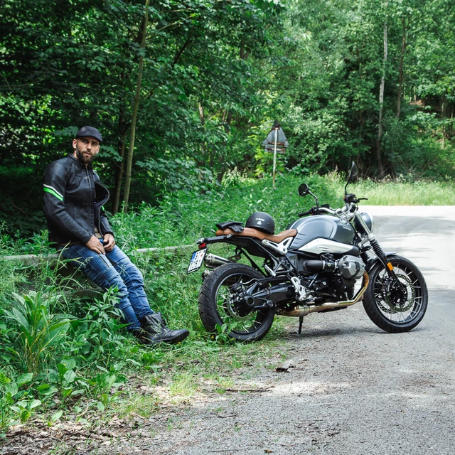 Leather Motorcycle Jacket W-TEC Montegi - Matte Black