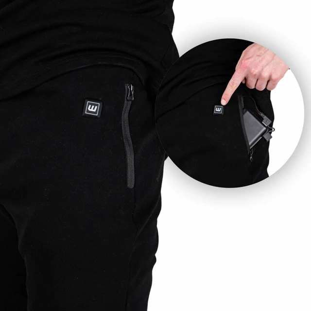 Men’s Heated Pants W-TEC Insupants w/ 10,000 mAh Power Bank - Black