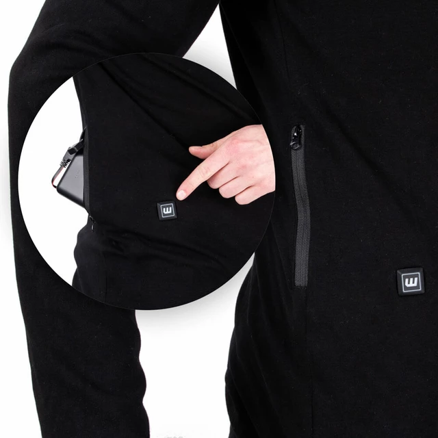 Men’s Heated T-Shirt W-TEC Insulong w/ 10,000 mAh Power Bank - Black
