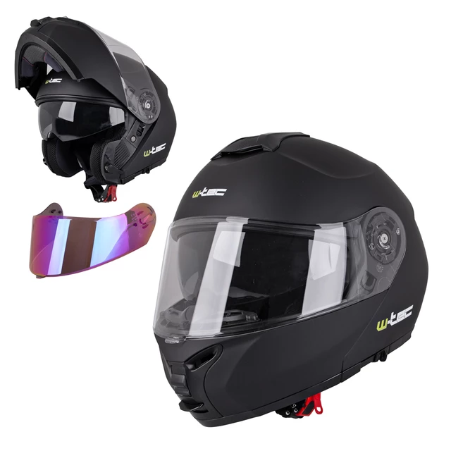 Flip-Up Motorcycle Helmet W-TEC FS-907 P/J - Gunmetal Antracite - Black Matt