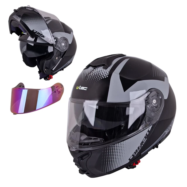 Flip-Up Motorcycle Helmet W-TEC FS-907 P/J - Gunmetal Antracite - Gunmetal Antracite