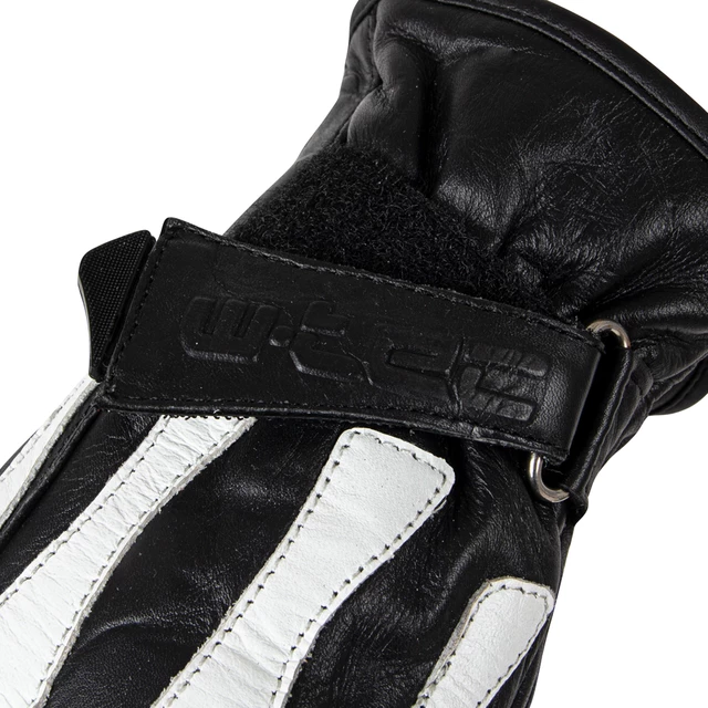 Motorcycle Gloves W-TEC Classic - Jawa Black with Red and Beige Stripe