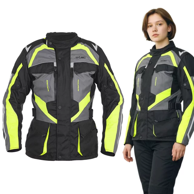 Women’s Motorcycle Jacket W-TEC Radana - Black-Grey-Green - Black-Grey-Green