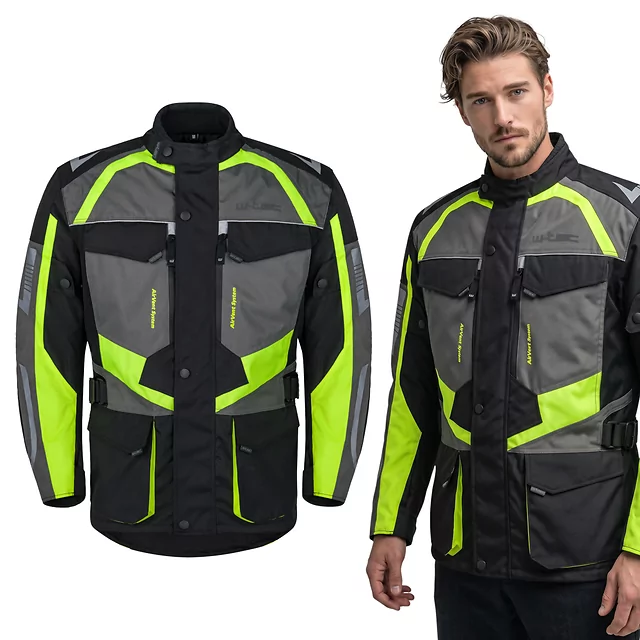 Men’s Motorcycle Jacket W-TEC Burdys Evo - Black-Grey-Red - Black-Grey-Green