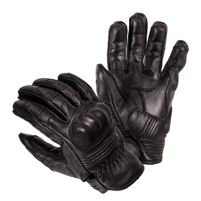 Leather Motorcycle Gloves W-TEC Trogir - Black - Black