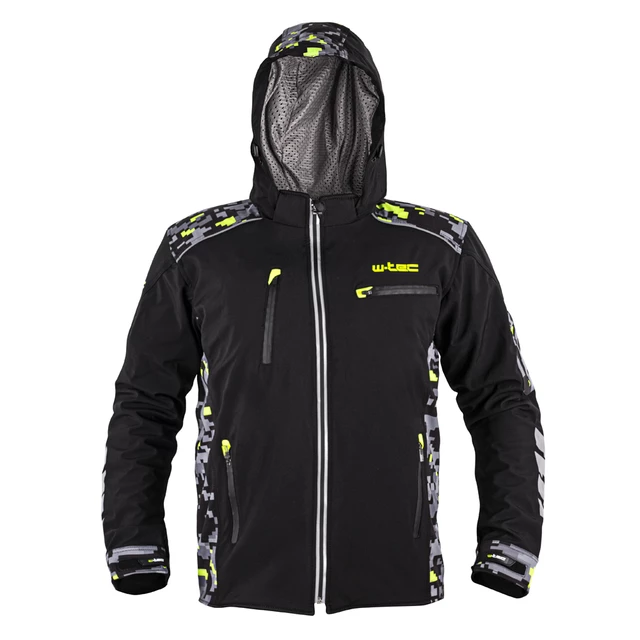 Men’s Softshell Motorcycle Jacket W-TEC Kybero - Black-Fluo - Black-Fluo