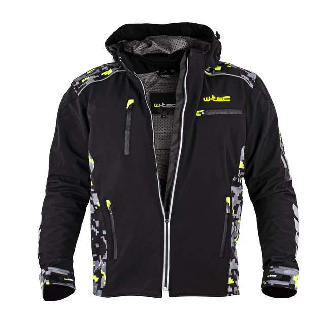 Men’s Softshell Motorcycle Jacket W-TEC Kybero - Black-Fluo