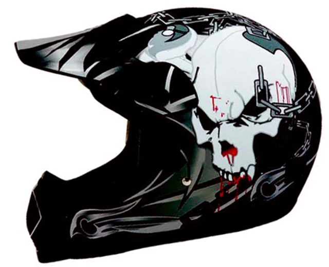 WORKER V310 Junior Motorcycle Helmet - Black Skull