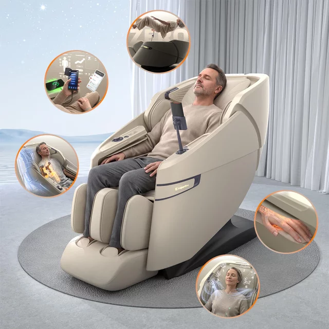 4D Massage Chair inSPORTline Salvenza - Black - Beige