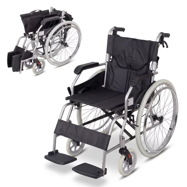 Lightweight Foldable Mechanical Wheelchair inSPORTline Jakesully w/ Light-Colored Wheels • 13 kg • Load Capacity up to 100 kg