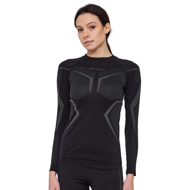 Women’s Long-Sleeve Performance Shirt Brubeck Dry LS1736W - Black/Graphite - Black/Graphite