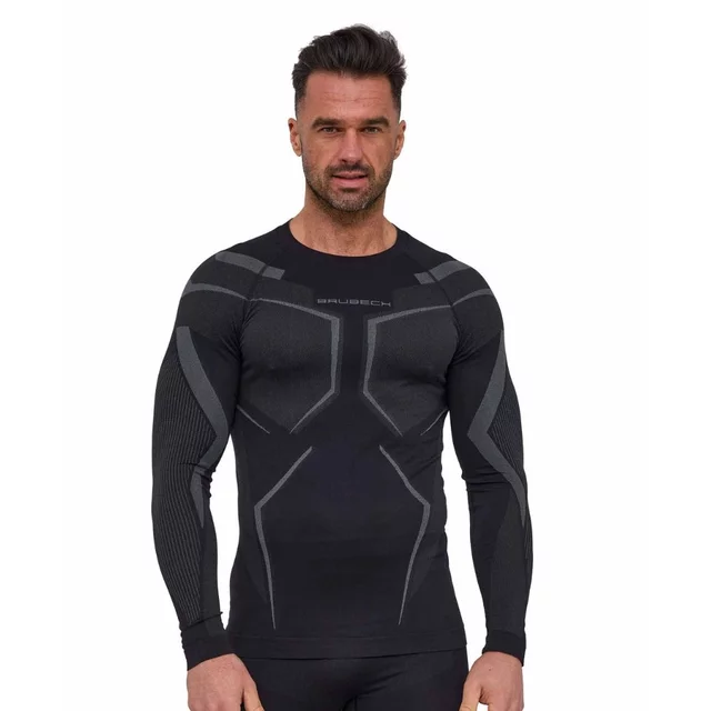 Men’s Long-Sleeve Performance Shirt Brubeck Dry LS1743M - Black/Graphite - Black/Graphite