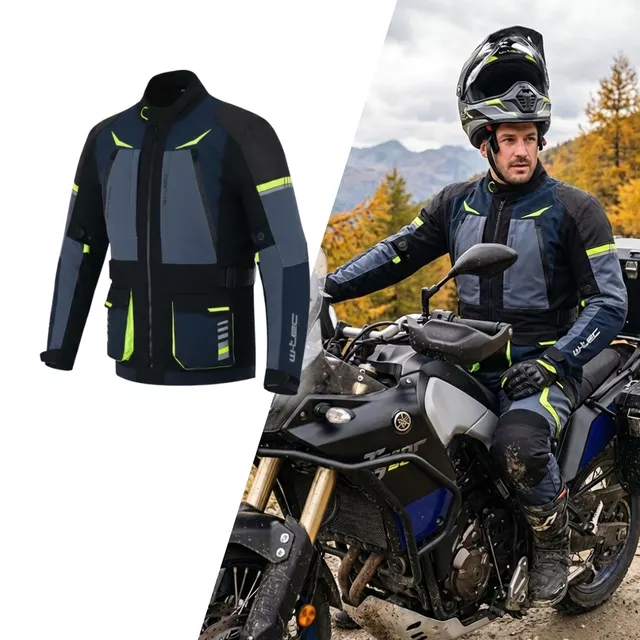 Motorcycle Jacket W-TEC Modock - Black-Blue - Black-Blue