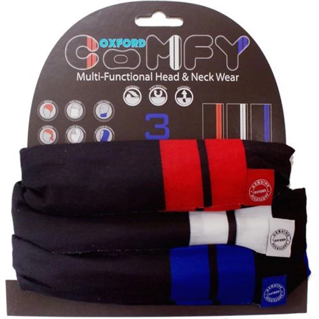 Universal Multi-Functional Neck Warmer Oxford Comfy 3-Pack - Grafitti Mono - Double Stripe