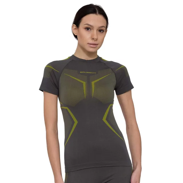Women's Short-Sleeve Performance Shirt Brubeck Dry SS1465W - Grey/Lime