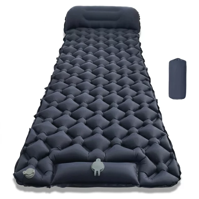 Inflatable Sleeping Pad w/ Integrated Pump inSPORTline Soultea 190 x 60 x 6 cm - Blue - Dark Blue