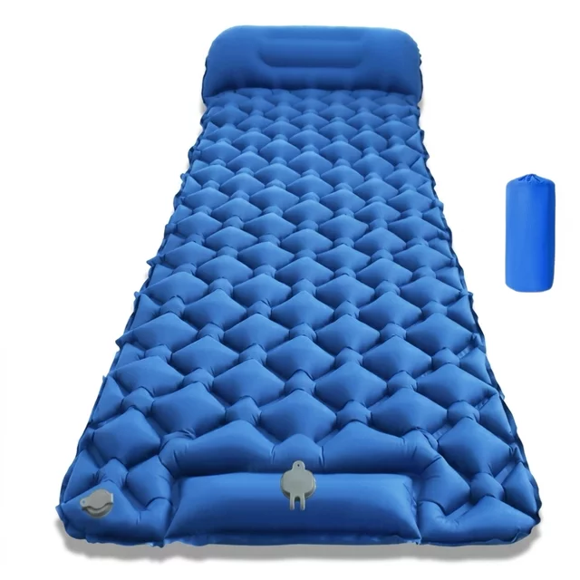 Inflatable Sleeping Pad w/ Integrated Pump inSPORTline Soultea 190 x 60 x 6 cm - Blue - Blue