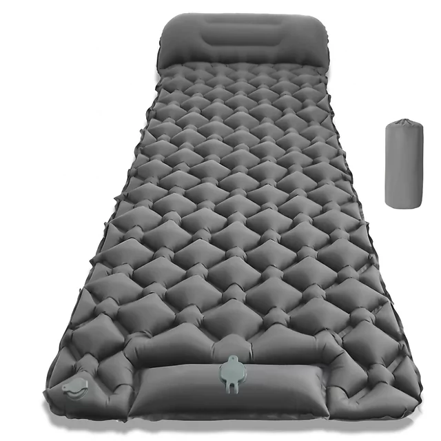 Inflatable Sleeping Pad w/ Integrated Pump inSPORTline Soultea 190 x 60 x 6 cm - Blue - Grey