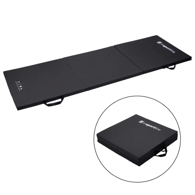 Folding Gymnastics Mat inSPORTline Trifold 180 x 60 x 3 cm - Black - Black