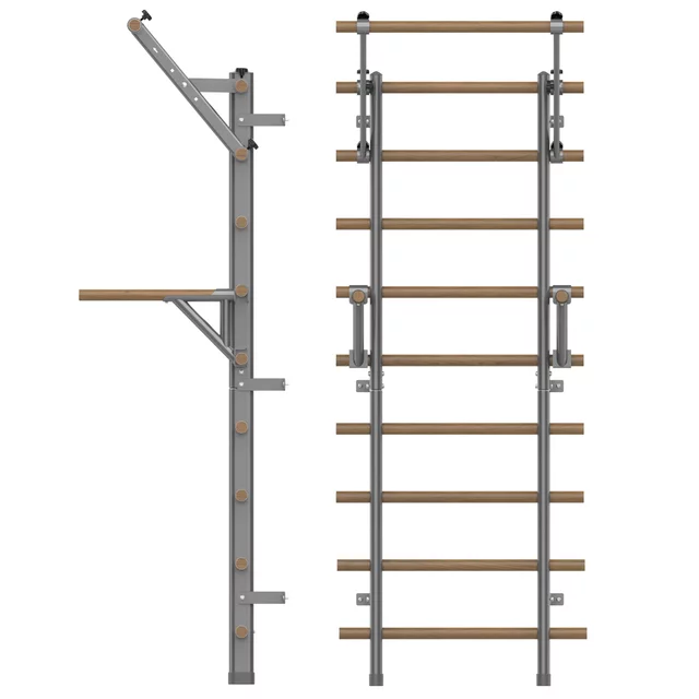 Wall Bars inSPORTline Wootaline 199 x 80 cm w/ Pull-Up Bar & Parallel Bars, Gray