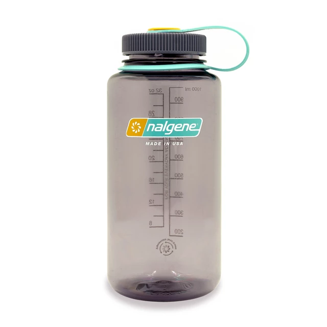 Outdoor Water Bottle NALGENE Wide Mouth Sustain 1 L - Gray w/Blue Cap - Aubergine