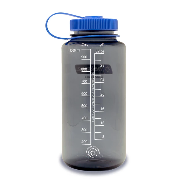Outdoor Water Bottle NALGENE Wide Mouth Sustain 1 L - Gray w/Blue Cap