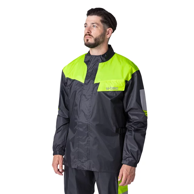 Motorcycle Rain Jacket W-TEC Igava - Black-Fluo Green