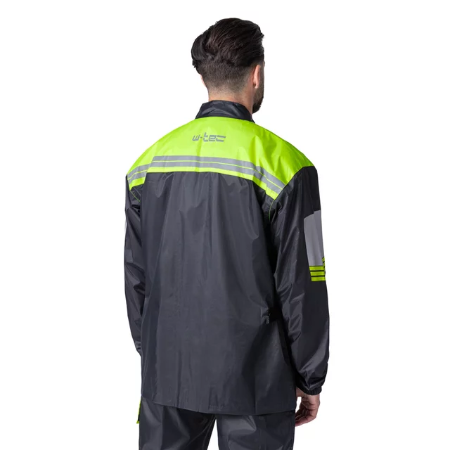 Motorcycle Rain Jacket W-TEC Igava - Black-Fluo Green