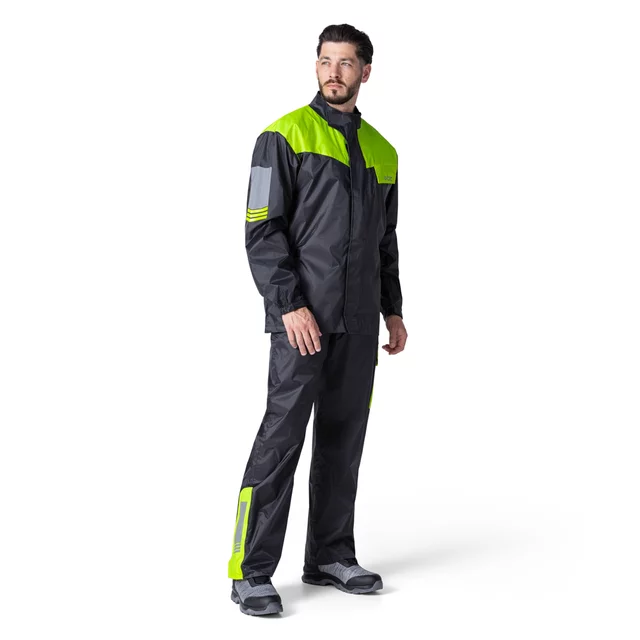 Motorcycle Rain Jacket W-TEC Igava - Black-Fluo Green
