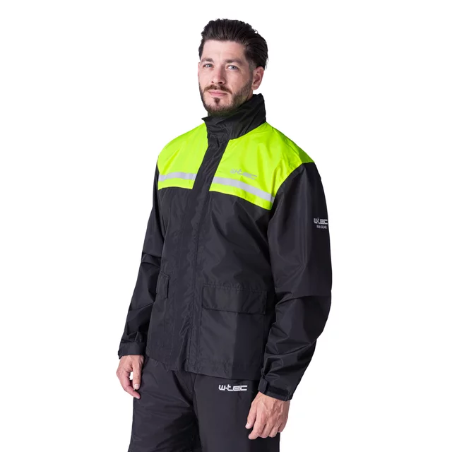Rain Motorcycle Jacket W-TEC Rinstop - Black-Fluo