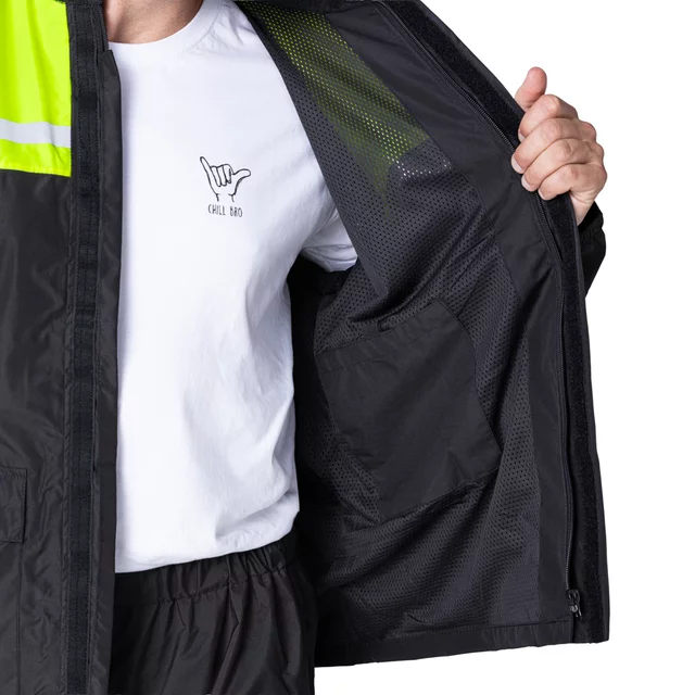 Rain Motorcycle Jacket W-TEC Rinstop - Black-Fluo