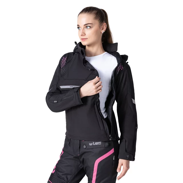 Women’s Softshell Motorcycle Jacket W-TEC Annorack Lady - Black-Pink
