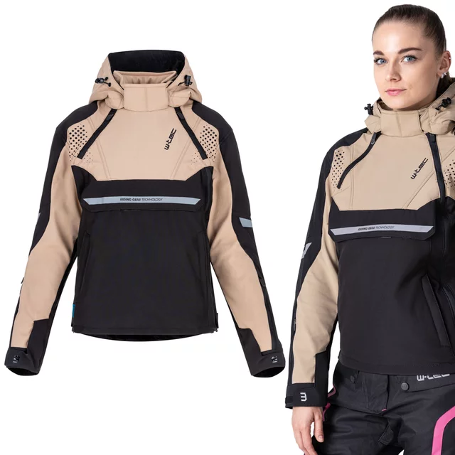 Women’s Softshell Motorcycle Jacket W-TEC Annorack Lady - Black-Pink - Black-Sand