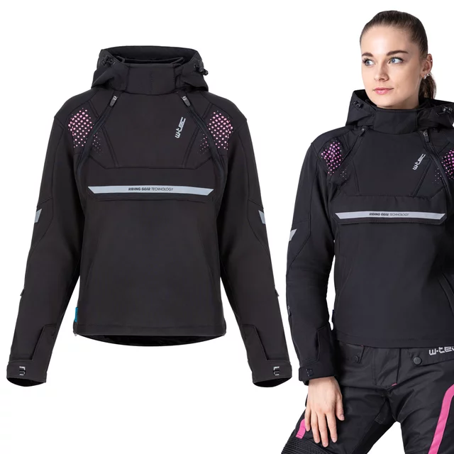 Women’s Softshell Motorcycle Jacket W-TEC Annorack Lady - Black-Pink - Black-Pink