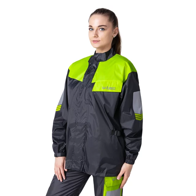 Motorcycle Rain Jacket W-TEC Igava - Black-Fluo Green