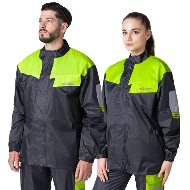 Motorcycle Rain Jacket W-TEC Igava - Black-Fluo Green - Black-Fluo Green