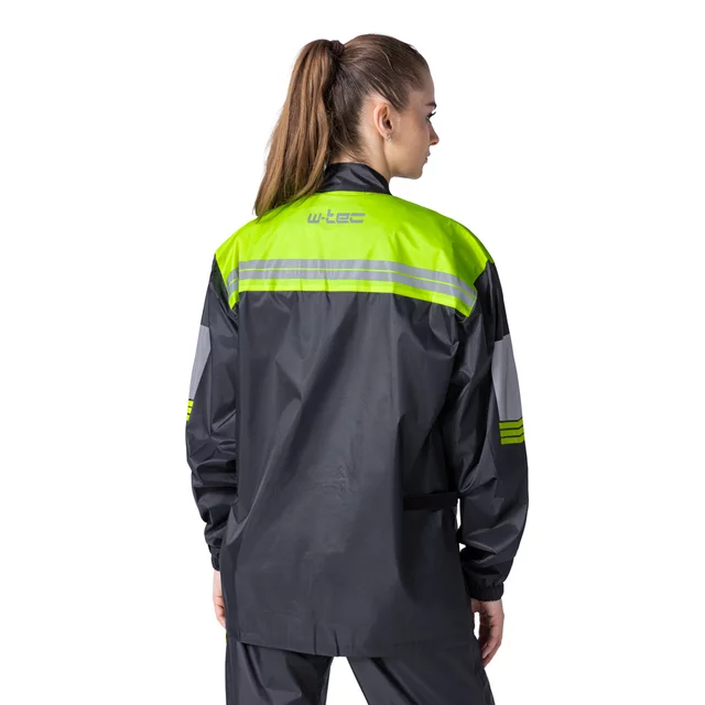 Motorcycle Rain Jacket W-TEC Igava - Black-Fluo Green