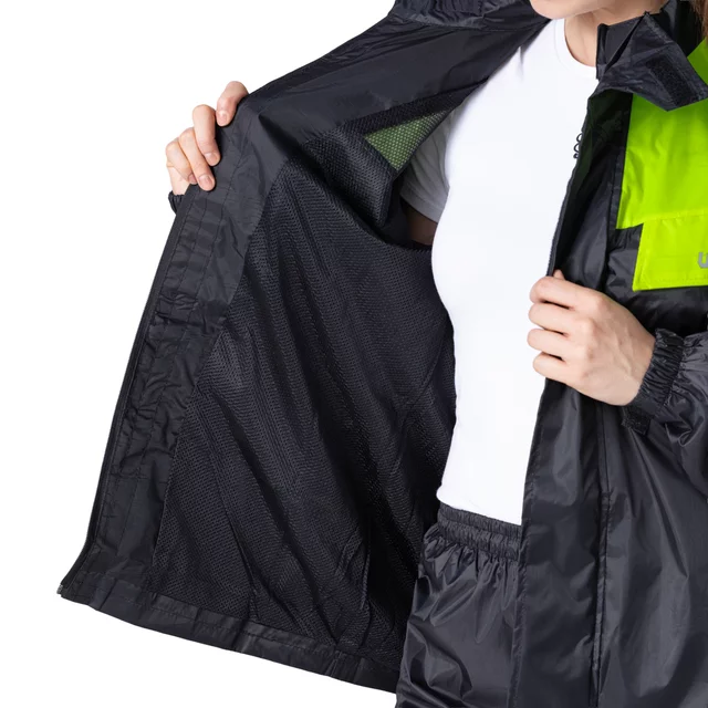 Motorcycle Rain Jacket W-TEC Igava - Black-Fluo Green