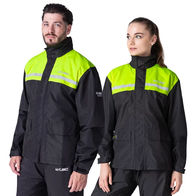 Rain Motorcycle Jacket W-TEC Rinstop - Black-Fluo - Black-Fluo