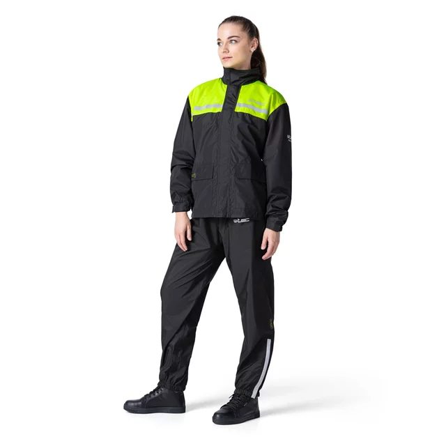 Rain Motorcycle Jacket W-TEC Rinstop - Black-Fluo
