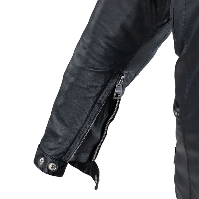 Men’s Leather Jacket W-TEC Hellsto - Black with Beige and Orange Stripe