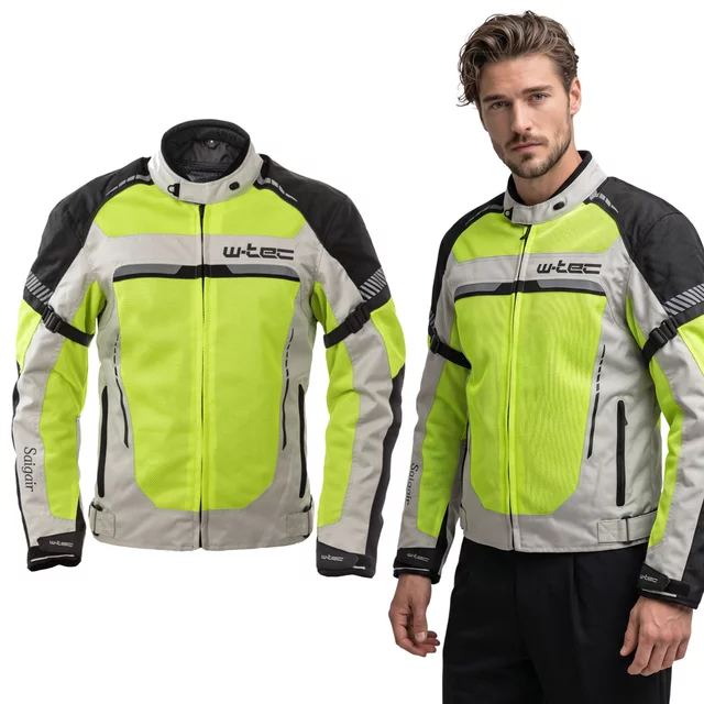 Men’s Summer Motorcycle Jacket W-TEC Saigair - Fluo Yellow-Gray - Fluo Yellow-Gray