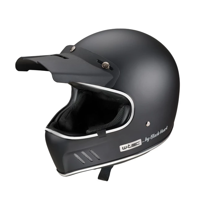 Motorcycle Helmet W-TEC Black Heart Retron w/ Chesster Goggles - Simple Silver