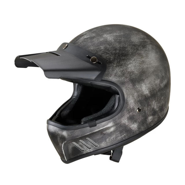 Motorcycle Helmet W-TEC Retron w/ Chesster Goggles - Striped Silver