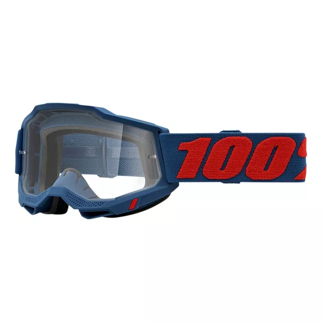 Motocross Goggles 100% Accuri 2 - Scranton Black, Clear Plexi - Odeon modrá, čiré plexi