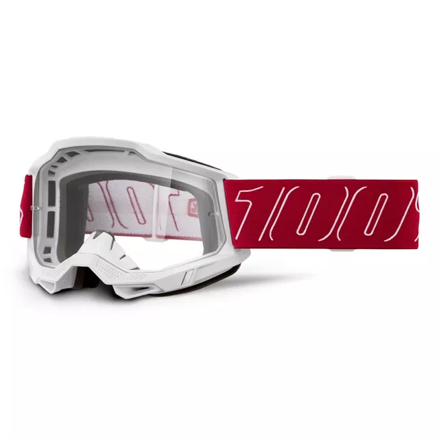 Motocross Goggles 100% Accuri 2 - Scranton Black, Clear Plexi - Redline červená, čiré plexi