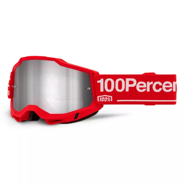 Motocross Goggles 100% Accuri 2 Mirror - Callisto černá, zrcadlové plexi - Wolg červená, zrcadlové plexi
